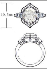 Platinum Semi Mount Ring Setting Oval OV 12X10mm Diamond Accent DHJ