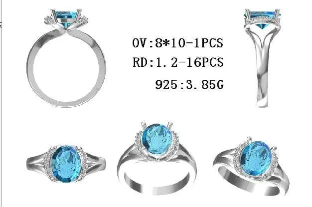 10K Gold Semi Mount Ring Setting Oval OV 10X8mm Moissanite Accent DHJ