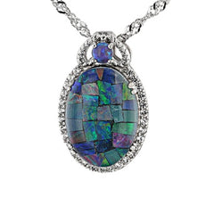 14K Gold Semi Mount Pendant Setting Oval OV 14X10mm RD 3X3mm Cabochon Diamond Accent DHJ