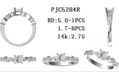 Platinum Semi Mount Ring Setting Round RD 5x5mm Diamond Accent DHJ