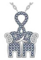 Platinum Pendant Elephant Theme with White Topaz or Moissanite Diamond Accent DHJ