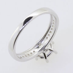 Platinum Semi Mount Ring Setting Round RD 6.5x6.5mm Solitaire Ring for 1 Carat Diamond Diamond Accent Syzjewelry