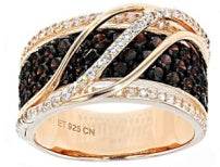14K Gold Ring Multi-Row Layered with or Moissanite Diamond Accent DHJ