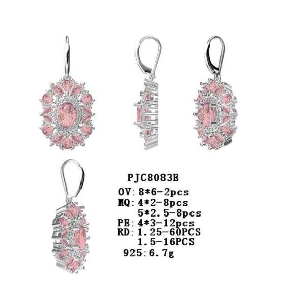 Platinum Semi Mount Earrings Setting Oval OV 8X6mm MQ 4X2mm MQ 5X2.5mm PE 4X3mm Diamond Accent DHJ