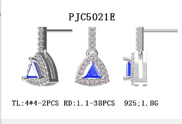 10K Gold Semi Mount Earrings Setting Trillion TL 4X4mm Moissanite Accent DHJ