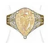 10K Gold Semi Mount Ring Setting Pear PE 16X12mm Filigree Band Moissanite Accent DHJ