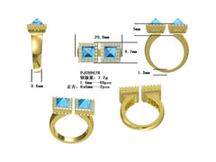 Platinum Semi Mount Ring Setting Princess SQ 6x6mm Toi et Moi Diamond Accent DHJ