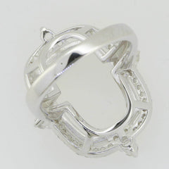 14K Gold Semi Mount Ring Setting Cushion CU 18X13mm Halo Cocktail Ring Diamond Accent Syzjewelry