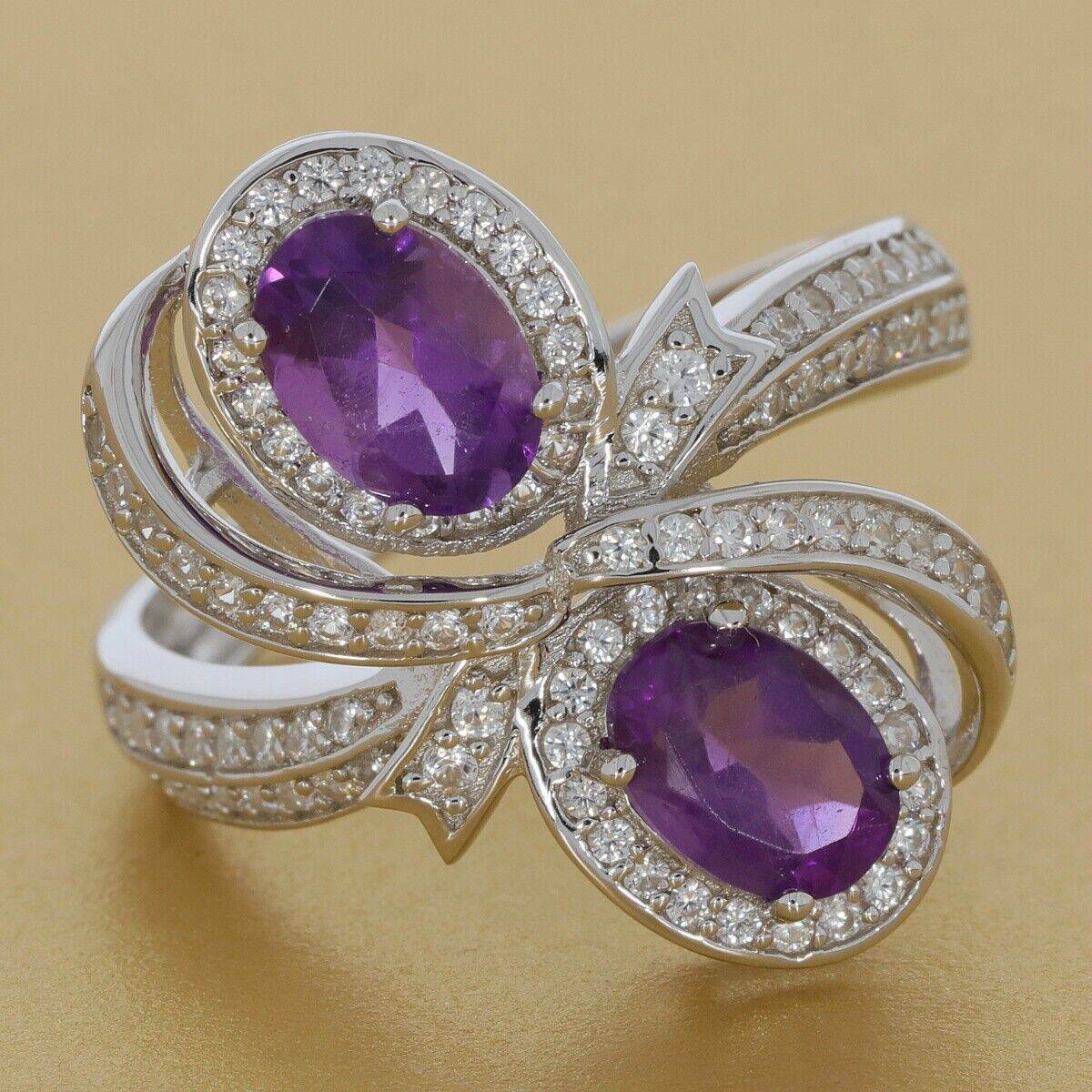 Platinum Semi Mount Ring Setting Oval OV 7X5mm Twin Stone Cluster Ring Diamond Accent DHJ