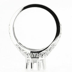 Art Deco Style 18K Gold Semi Mount Ring Setting Round RD 6x6mm Syzjewelry