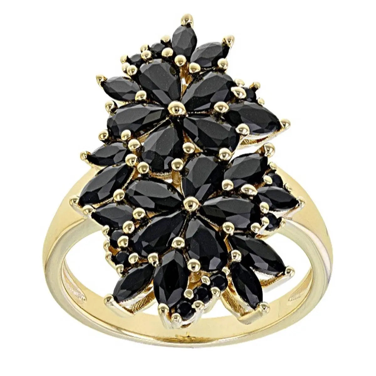 14K Gold Cluster Ring Floral Theme with White Topaz or Moissanite Diamond Accent DHJ