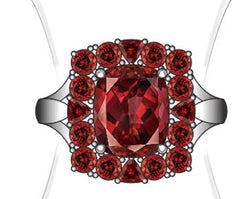 Platinum Semi Mount Ring Setting Cushion CU 11X9mm TRI 3X3mm RD 3mm DHJ
