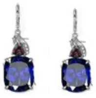 Platinum Semi Mount Earrings Setting Cushion CU 9X7mm TRI 4X4mm Diamond Accent DHJ