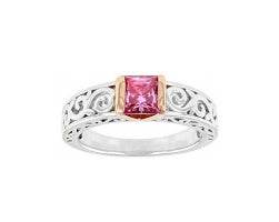 18K Gold Semi Mount Ring Setting Princess SQ 5.5X5.5mm Vintage-Inspired Filigree DHJ