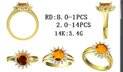10K Gold Semi Mount Ring Setting Round RD 8x8mm Halo Moissanite Accent DHJ