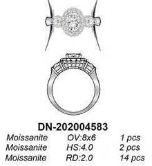 10K Gold Semi Mount Ring Setting Oval OV 8X6mm HT 4X4mm Moissanite Accent DHJ