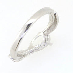 Platinum Semi Mount Ring Setting Pear PE 9x6mm Feather Theme Syzjewelry