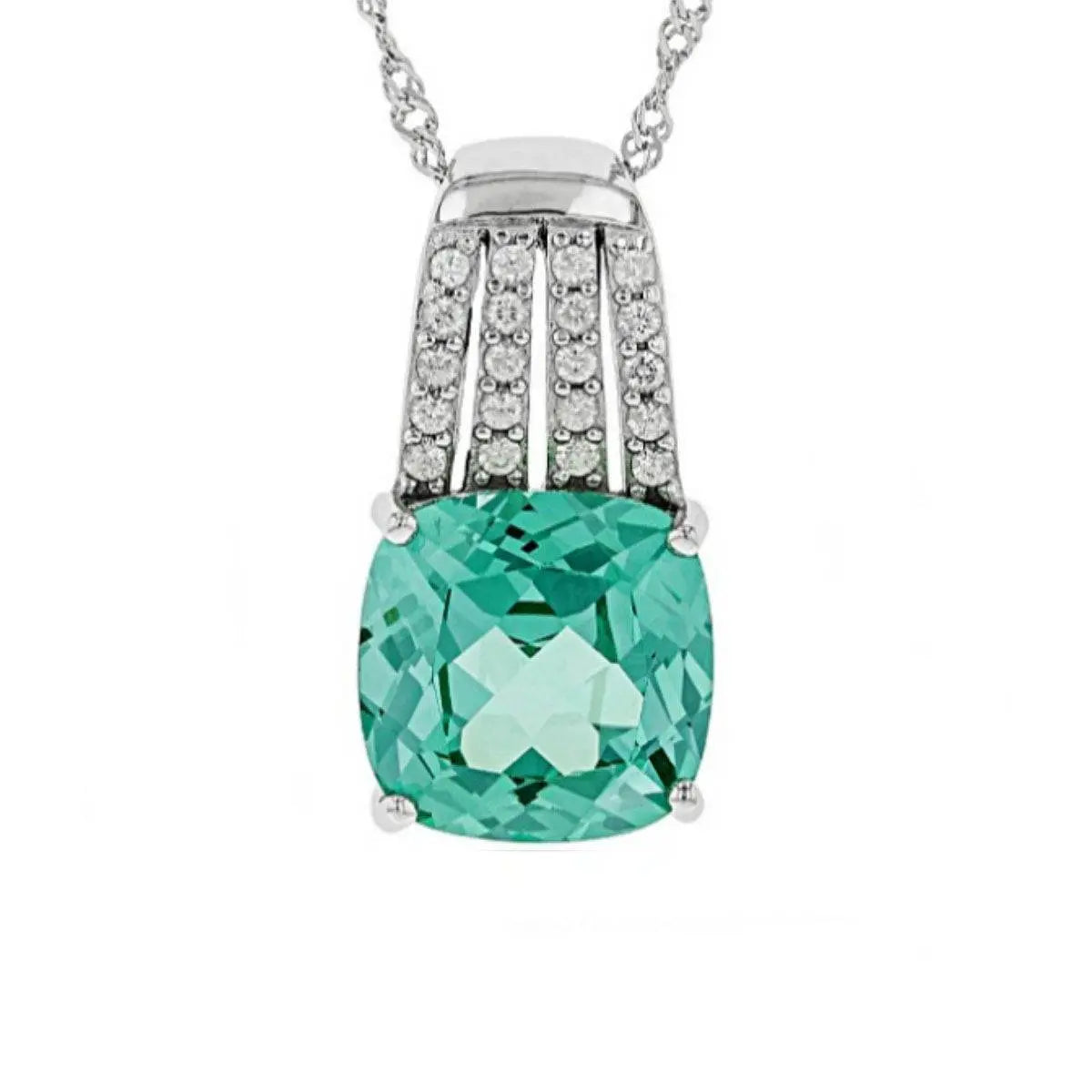 18K Gold Semi Mount Pendant Setting Cushion CU 12X12mm Diamond Accent DHJ
