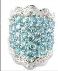 Platinum Cocktail Ring Scalloped with White Topaz or Moissanite Diamond Accent DHJ