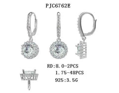 18K Gold Semi Mount Earrings Setting Round RD 8x8mm Halo Drop Earrings Diamond Accent DHJ