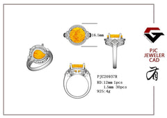 18K Gold Semi Mount Ring Setting Round RD 12X12mm Diamond Accent DHJ