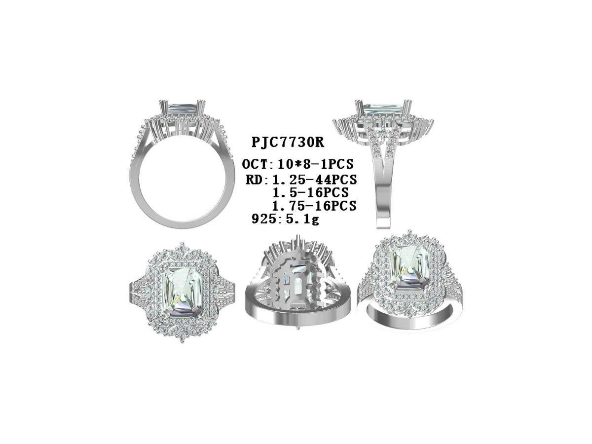 18K Gold Semi Mount Ring Setting Emerald OCT 10X8mm Double Halo Diamond Accent DHJ