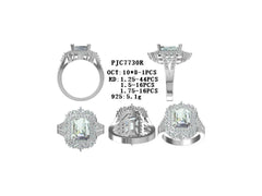 18K Gold Semi Mount Ring Setting Emerald OCT 10X8mm Double Halo Diamond Accent DHJ