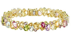 18K Gold Semi Mount Bracelet Setting PE 7X5mm PE 6X4mm RD 3.0mm DHJ