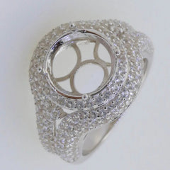 Platinum Semi Mount Ring Setting Round RD 11x11mm White Topaz Diamond Accent DHJ