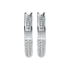 Platinum Hoop Earrings with or Moissanite Diamond Accent DHJ