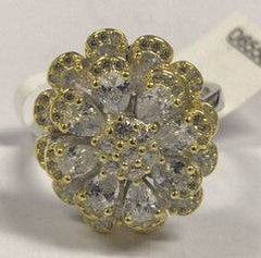 18K Gold Semi Mount Ring Setting Pear PE 4X3mm Flower Theme Diamond Accent DHJ