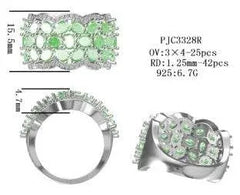 10K Gold Scalloped Cocktail Ring with White Topaz or Moissanite Moissanite Accent DHJ