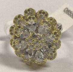 10K Gold Semi Mount Ring Setting Pear PE 4X3mm Flower Theme Moissanite Accent DHJ