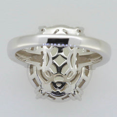 Platinum 10K or 14K Gold Semi Mount Ring Setting Oval OV 10x8mm Halo Art Nouveau Style Diamond Accent Syzjewelry