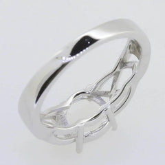Platinum Semi Mount Ring Setting Round RD 8x8mm White Topaz DHJ