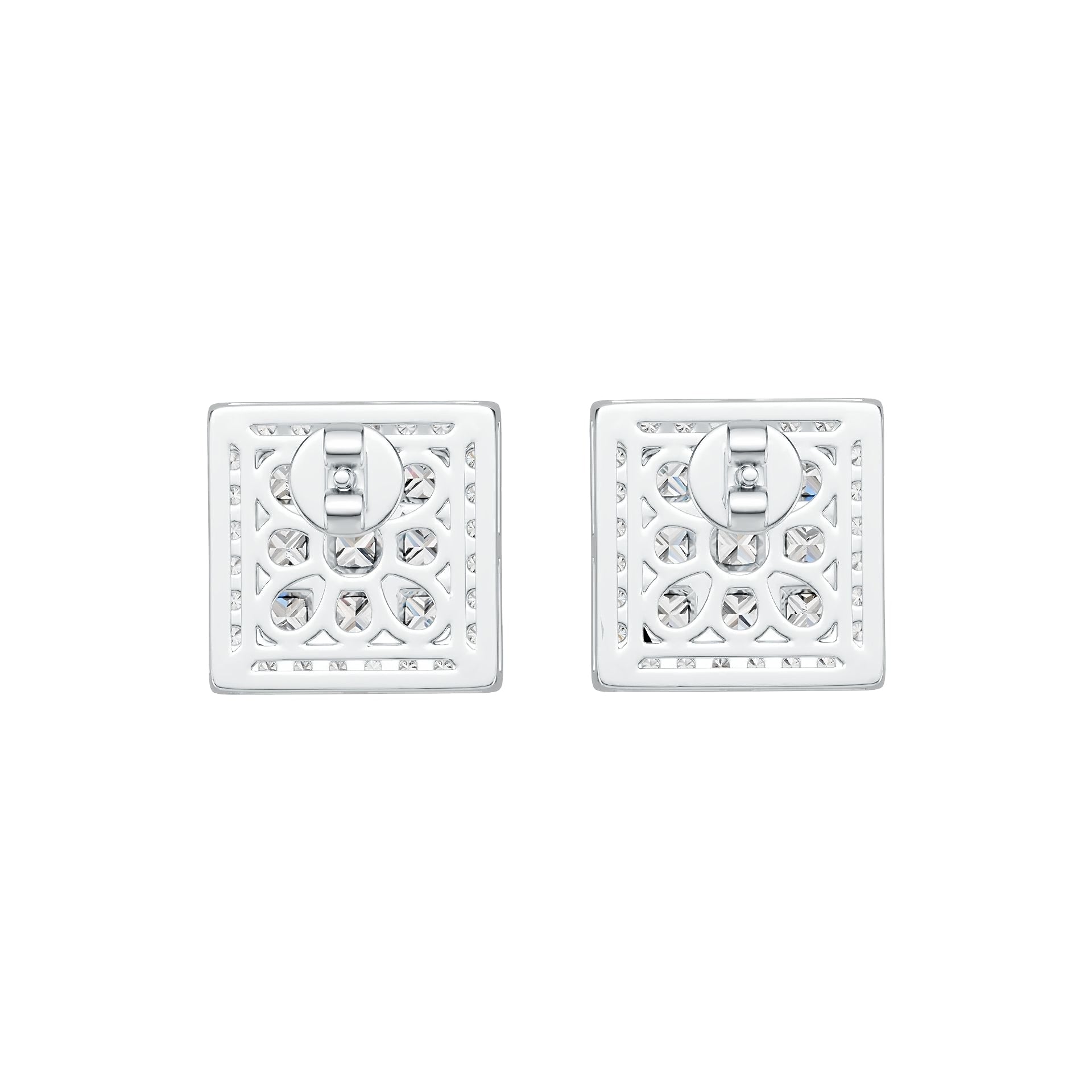 14K Gold Semi Mount Earrings Setting Princess SQ 3X3mm with Diamond Accent DHJ