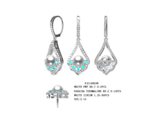 18K Gold Semi Mount Earrings Setting Round RD 7x7mm Diamond Accent DHJ