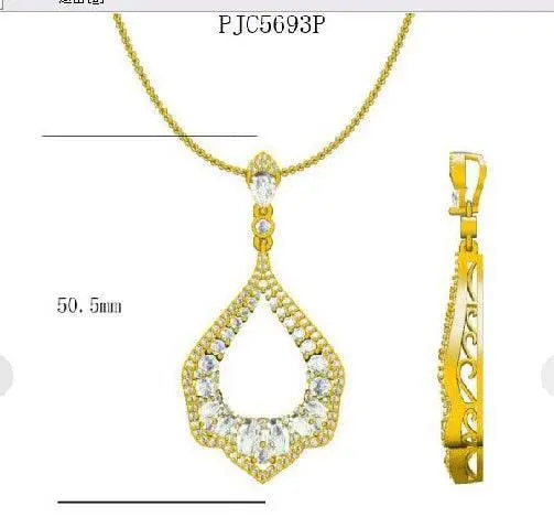 18K Gold Semi Mount Pendant Setting Oval OV 6X4mm Diamond Accent DHJ