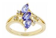14K Gold Semi Mount Ring Setting Marquise MQ 6X3mm Diamond Accent DHJ