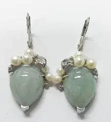 10K Gold Semi Mount Earrings Setting Pear PE Cabochon 17x13mm RD 4X4mm RD 3X3mm DHJ