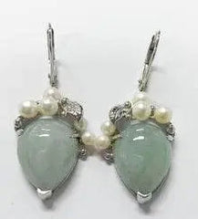 10K Gold Semi Mount Earrings Setting Pear PE Cabochon 17x13mm RD 4X4mm RD 3X3mm DHJ