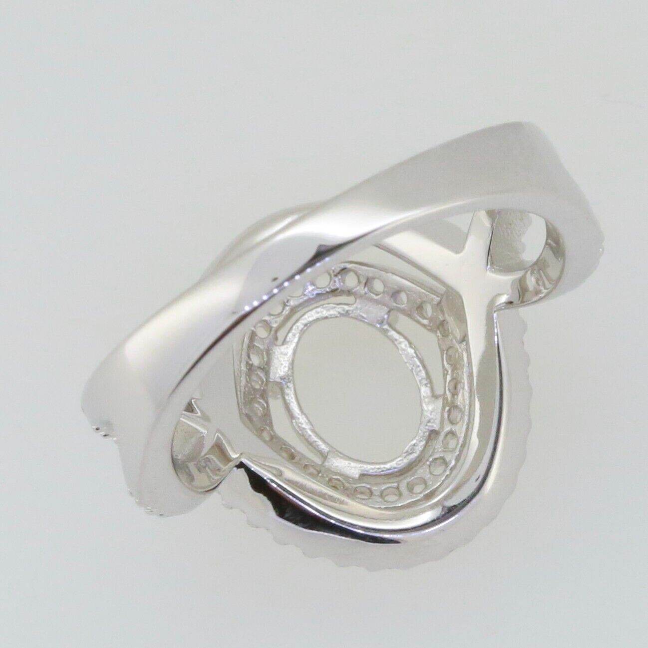 18K Gold Semi Mount Ring Setting Oval OV 8x6mm Halo Twisted Shank Diamond Accent Syzjewelry