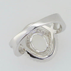 18K Gold Semi Mount Ring Setting Oval OV 8x6mm Halo Twisted Shank Diamond Accent Syzjewelry