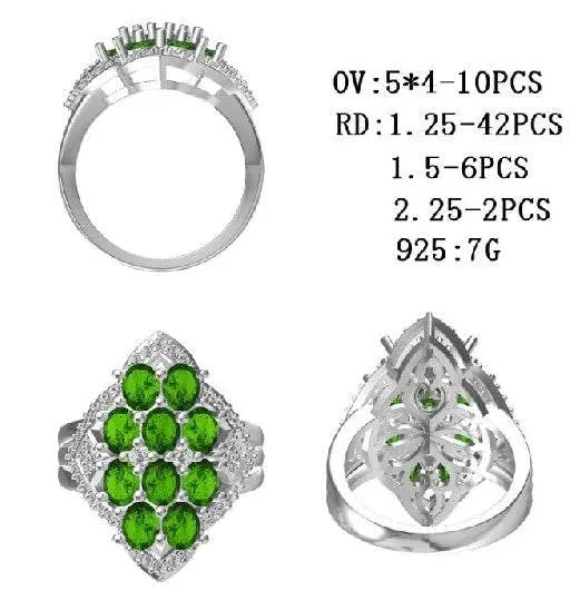 18K Gold Semi Mount Ring Setting Oval OV 5X4mm with White Topaz Diamond Accent DHJ