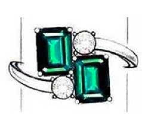 14K Gold Semi Mount Ring Setting Emerald OCT 7X5mm Bypass Diamond Accent DHJ