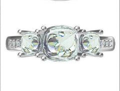 Platinum Semi Mount Ring Setting Cushion CU 7.5X7.5mm CU 5.5X5.5mm Diamond Accent DHJ
