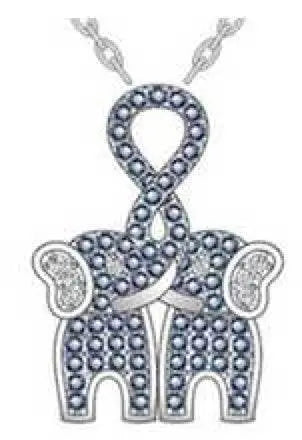10K Gold Pendant Elephant Theme with White Topaz or Moissanite Moissanite Accent DHJ
