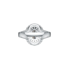 Platinum Semi Mount Ring Setting Oval OV 8X6mm Double Halo Split Shank Diamond Accent DHJ