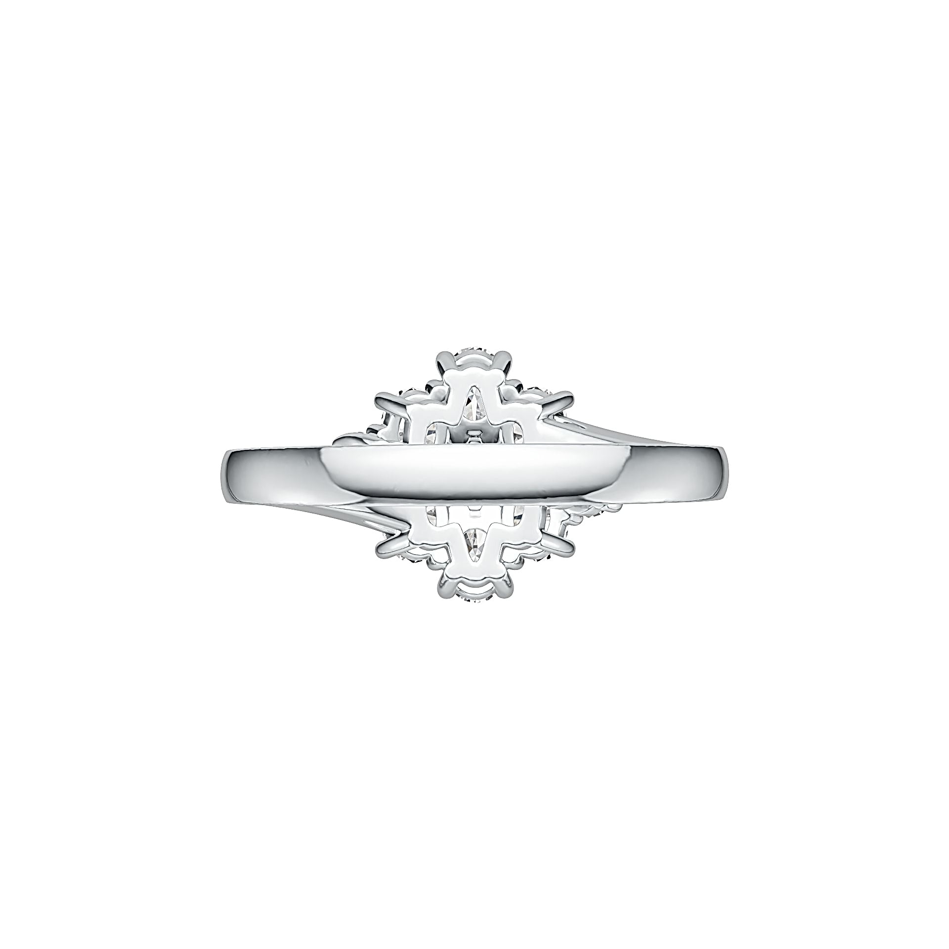 14K Gold Semi Mount Ring Setting Oval OV 4X3mm Bypass Cluster Ring DHJ