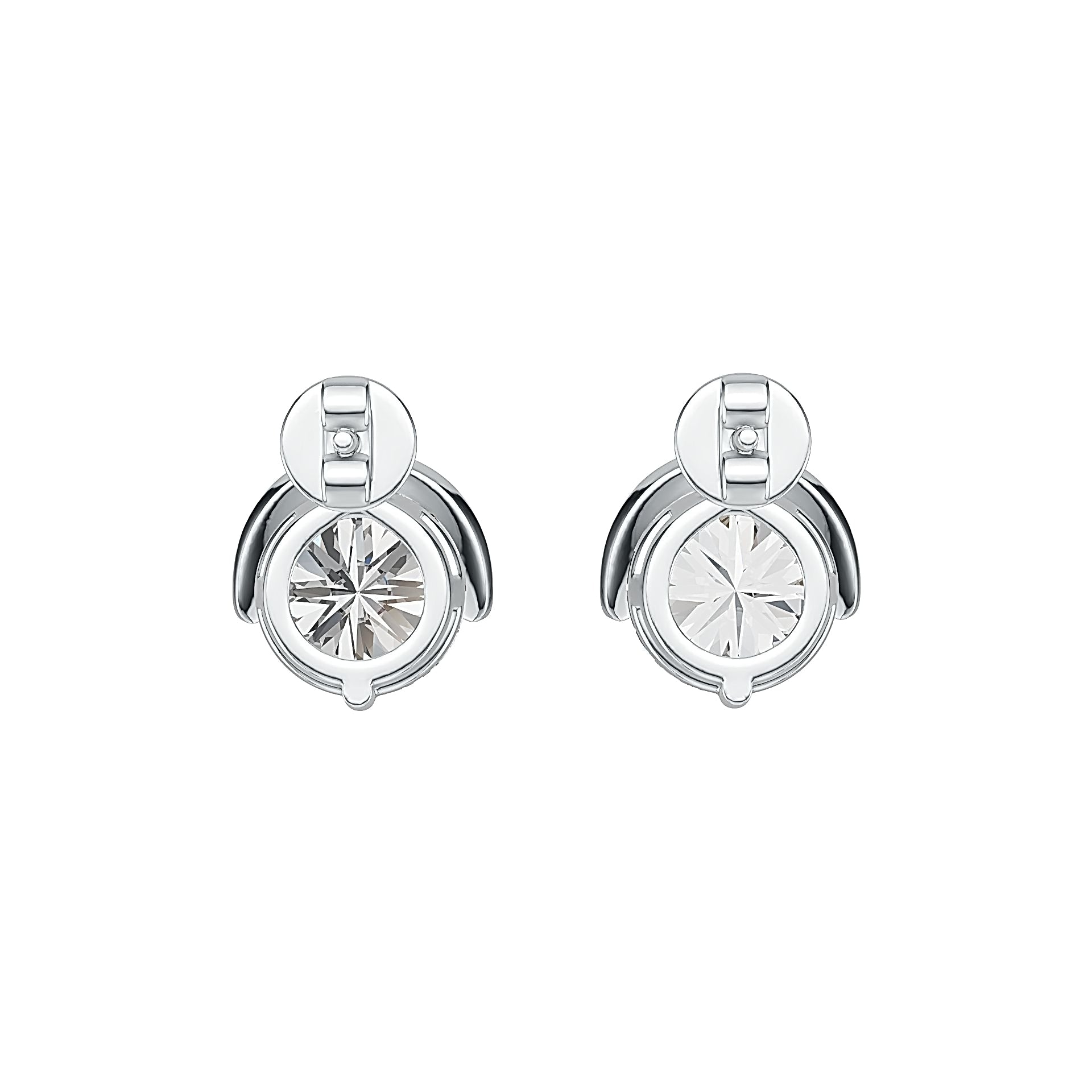 18K Gold Semi Mount Earrings Setting Round RD 8x8mm Diamond Accent DHJ